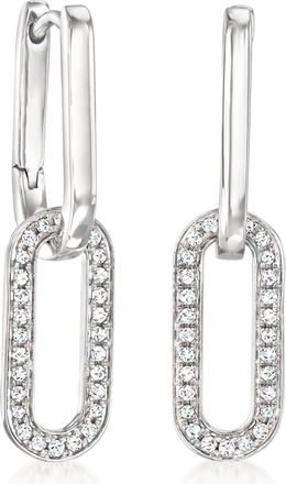 RS Pure by Ross-Simons Diamond Paper Clip Link Removable Drop Earrings in Sterling Silver