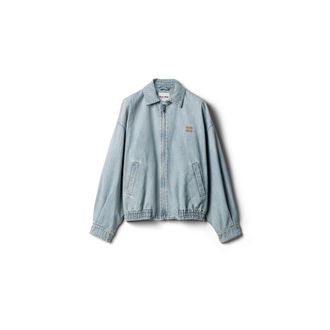 Miu Miu Chambray Blouson Jacket, Woman, Light Blue, Size 36