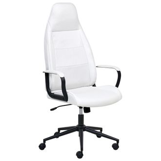Beliani Beliani - Silla De Oficina Moderna Tradicional Giratoria Ajustable Con Reposabrazos Blanco Crema Rebel