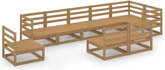 vidaXL 9 Piece Garden Lounge Set Honey Brown Solid Pinewood Vidaxl