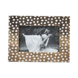 Foreside Home And Garden 4x6 Bettina White Polka Dot Wood Photo Picture Frame in Brown at Nordstrom, Size Medium