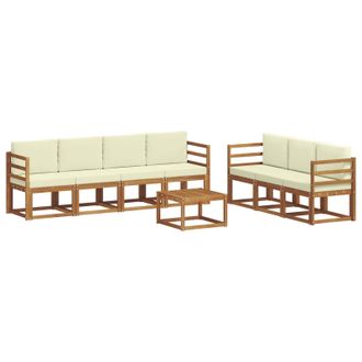 vidaXL Conjunto De Sof&aacute;s De Exterior 8 Pcs Natural Y Crema Vidaxl
