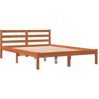 vidaXL Bed Frame without Mattress Wax Brown 140x190 cm Solid Wood Pine Vidaxl