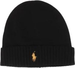 Polo Ralph Lauren Zwarte Logo Wollen Hoed - unisex - Hoeden - Zwart - ONE Size - Wol - Accessoires