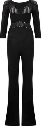 Alberta Ferretti Elegante aansluitende jumpsuit met halslijn - Dames - Jumpsuits - Zwart - S - Jumpsuits & Playsuits