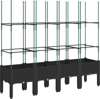vidaXL Jardinera Con Enrejado Pp Negro 160x40x142,5 Cm Vidaxl