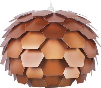 Beliani L&aacute;mpara De Techo Moderna Con Dise&ntilde;o Floral Pantalla Geom&eacute;trica Cobriza Grande Segre