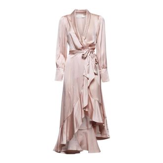 Zimmermann Floral Silk Dress with High Waist - female - Zimmermann - Party Dresses - Pink - L - Dresses