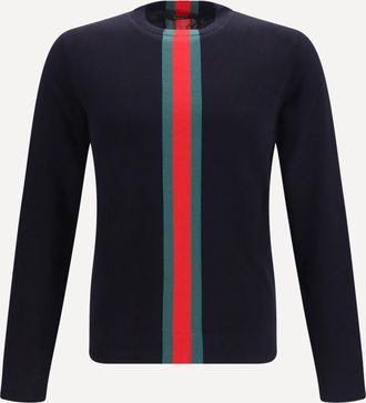 Gucci Maglione in cotone lavorato a maglia con intarsio Web Man M