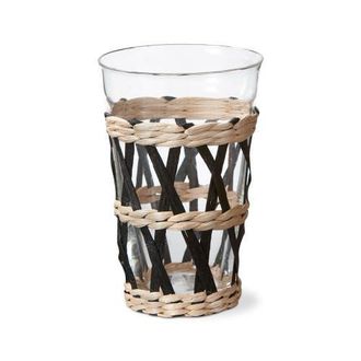 Tag Island Collection Clear Glass Tumbler with Cattail Straw in Black at Nordstrom