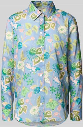 Christian Berg Regular Fit Hemdbluse im Allover-Look in Lagune, Größe 36