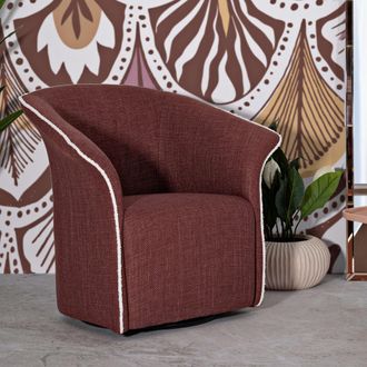 Dmora Poltrona Toamas, Base Giratoria, Brazos, Estructura Met&aacute;lica, 84x66x80h Cm Rojo