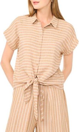 Halogen Printed Button-Up Top in Beige at Nordstrom Rack, Size X-Small