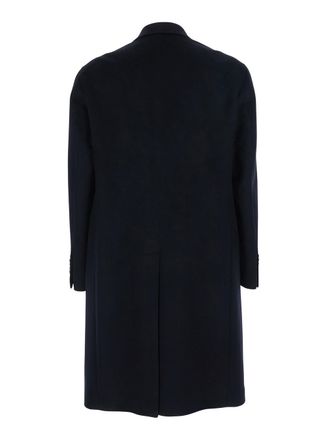 Tagliatore Mens Blue Oversized Double-Breasted Coat Virgin Wool