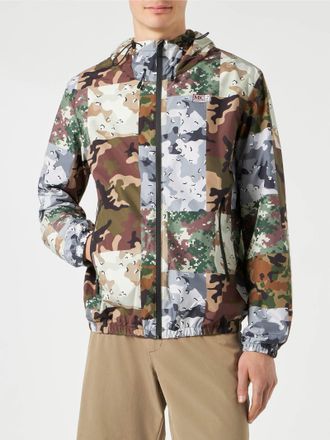 MC2 Saint Barth Man Hooded Lightweight Windbreaker With Camouflage Print