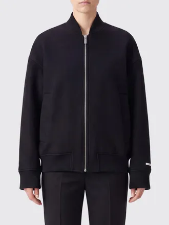 Sportmax Bomber corto in pura lana vergine con logo a contrasto