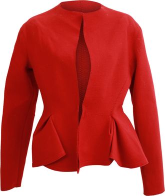 Lanvin Open Peplum Blazer in Red Wool