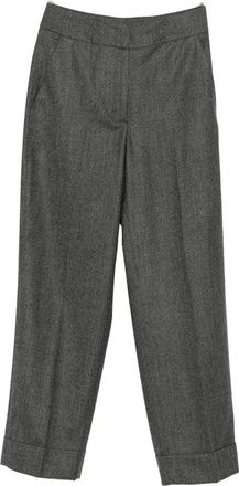 PESERICO Broeken, Dames, Grijs, S, Wol, Grijze Wollen Blend Broek met Omgeslagen Zoom