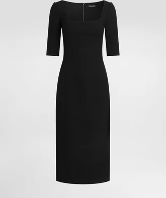 Dolce & Gabbana Double Wool Cr&ecirc;pe Dress - Woman Dresses Black 36