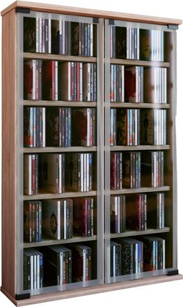 ebuy24 Madera Cd Dvd Stand Estante Galer&iacute;a Puerta De Vidrio 92x60x18 - Vcm
