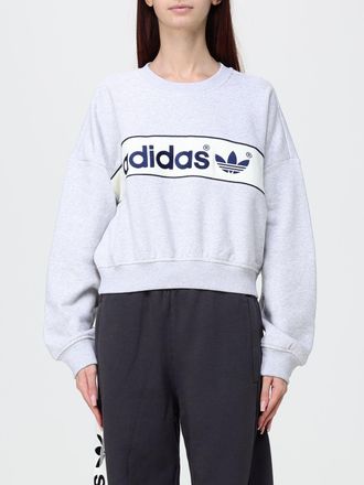 adidas Felpa girocollo in misto cotone relaxed fit con logo a contrasto