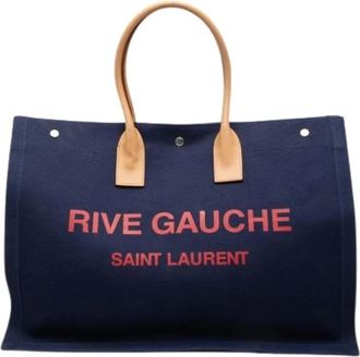 Saint Laurent Pre-owned Tote Bags, female, Blue, Size: ONE SIZE Pre-owned Vintage Canvas Tote Bag