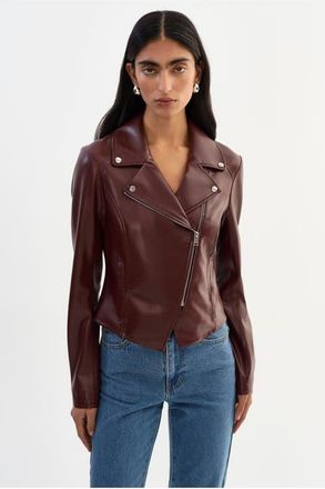 LaMarque Pascale | Fitted Faux Leather Jacket in Wax Brown at Nordstrom, Size Xx-Small