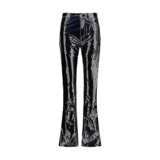 Fiorucci Broeken, Dames, Zwart, W27, Straight Fit Vinyl Broek