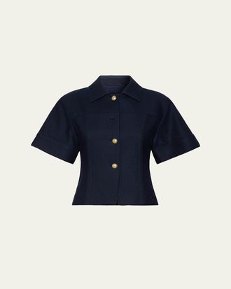Max Mara Risorsa Short-Sleeve Pique Shirt Jacket