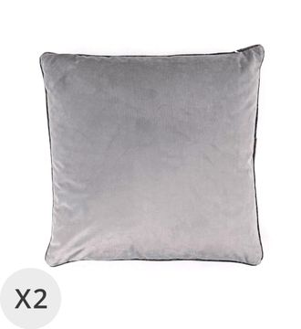 Moycor Set 2 cojines terciopelo gris 45 x 45 cm