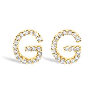 House of Brilliance 10K Gold 1/10 Cttw Diamond Initial A to Z Stud Earring