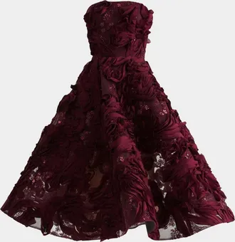 Helsi Florence Strapless Beaded Floral Mesh Gown