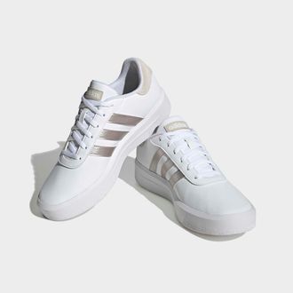 adidas Sneaker ADIDAS SPORTSWEAR COURT PLATFORM, Damen, Gr. 38,5, weiss (cloud wei&szlig;, champagne metallic, aluminium), Synthetik, Schuhe Sneaker