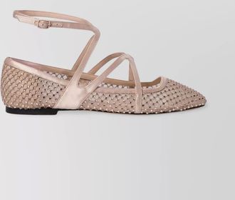 Jimmy Choo London embellished mesh pointed toe ballerina shoes