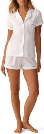 Petite Plume Pima Cotton Short Pajamas in White at Nordstrom, Size X-Small