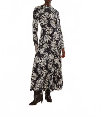Farm Rio Bossa Banana Midi Dress In Black And White