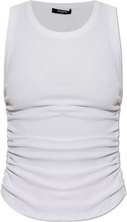 Balmain Top met Verstelbare Trekkoorden aan de Zijkanten - Dames - Tops zonder mouwen - Wit - M - Katoen - Tops