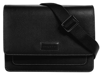 Bugatti Umh&auml;ngetasche BUGATTI ELSA, Damen, Gr. B/H/T: 25cm x 18cm x 7cm onesize, schwarz, Leder, leicht gl&auml;nzend, unifarben, Taschen Umh&auml;ngetasche, echt Leder