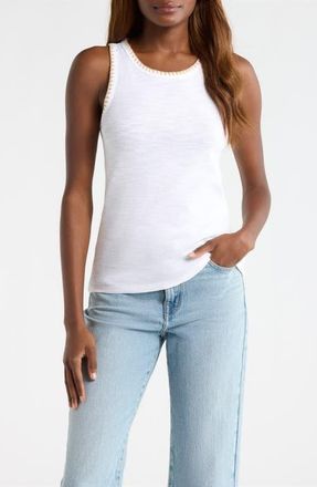Tommy Bahama Ashby Isles Embroidered Slubbed Cotton Tank in White at Nordstrom, Size X-Large