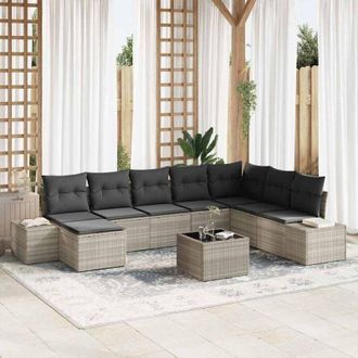 vidaXL Vidaxl - Conjunto De Sof&aacute; De Jard&iacute;n 9 Pcs 319 X 209 X 85 Cm Polirat&aacute;n
