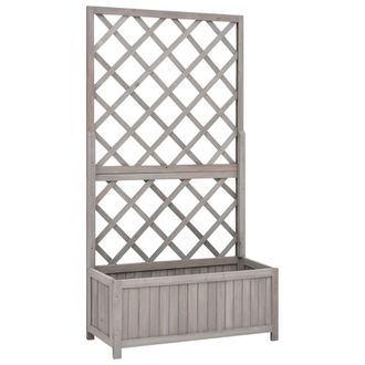 vidaXL Fioriera Con Traliccio Grigia 70x30x135 Cm In Massello Di Abete - Vidaxl