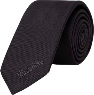 Moschino Cravatta in seta con motivo a cuori - - Accessories - Uomo - Nero - ONE SIZE