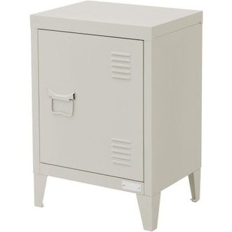 ML Design Ml-design Mesita De Noche De Metal Gris Claro 40x30x58 Cm Armario Met&aacute;lico De Dise&ntilde;o Industrial, Mesilla Auxiliar De Acero Para Dormitorio O Sal&oacute;n Con