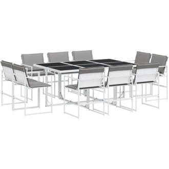 vidaXL Juego De Comedor De Jard&iacute;n 11 Pzas Con Cojines Textilene Blanco Vidaxl