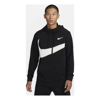 Nike Dri-FIT Fleece Full-Zip Fitness Hoodie Black White FB8576-010