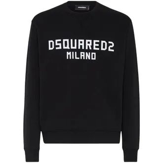 Dsquared2 Mens Cool Fit Milano Crew Neck Black Sweatshirt Cotton - Size X-Large
