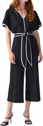 Joseph Ribkoff Contrast Trim Jumpsuit In Black/vanilla