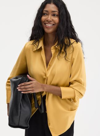 Contemporaine Womens Flowy satin loose shirt