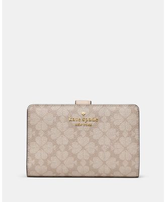 Kate Spade New York Womens Flower Medium Bifold Wallet - Beige - One Size