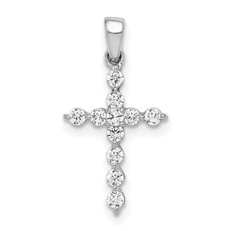 Diamond2Deal 10K White Gold 1/4ct. Diamond Cross Pendant